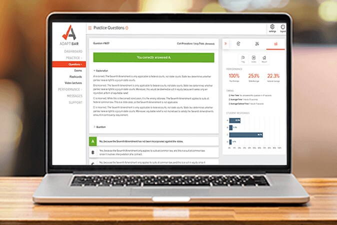Barbri AdaptiBar simulator on laptop